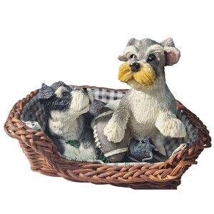 Living Stone Schnauzer Pups Sidekicks Figurine with Football